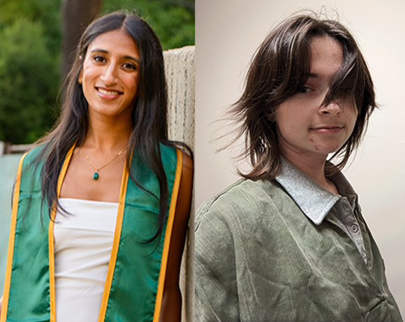 Side-by-side photo of Meera and Damien