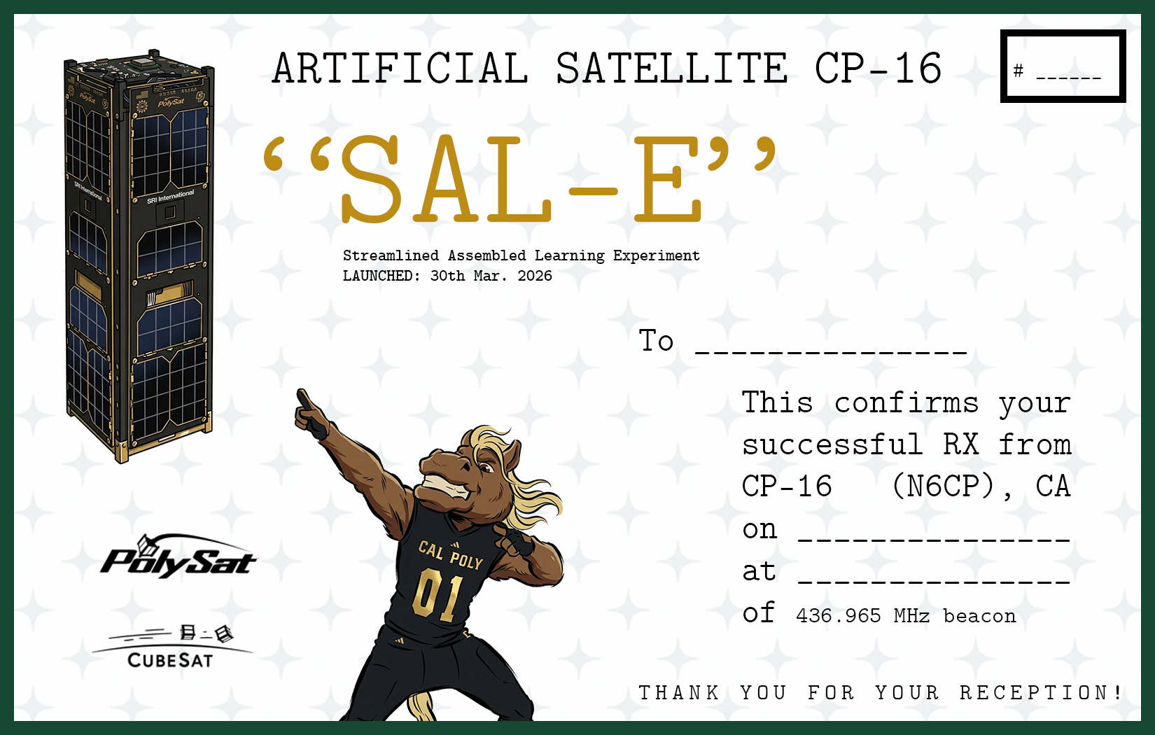 Confirmation card for amateur radio operators