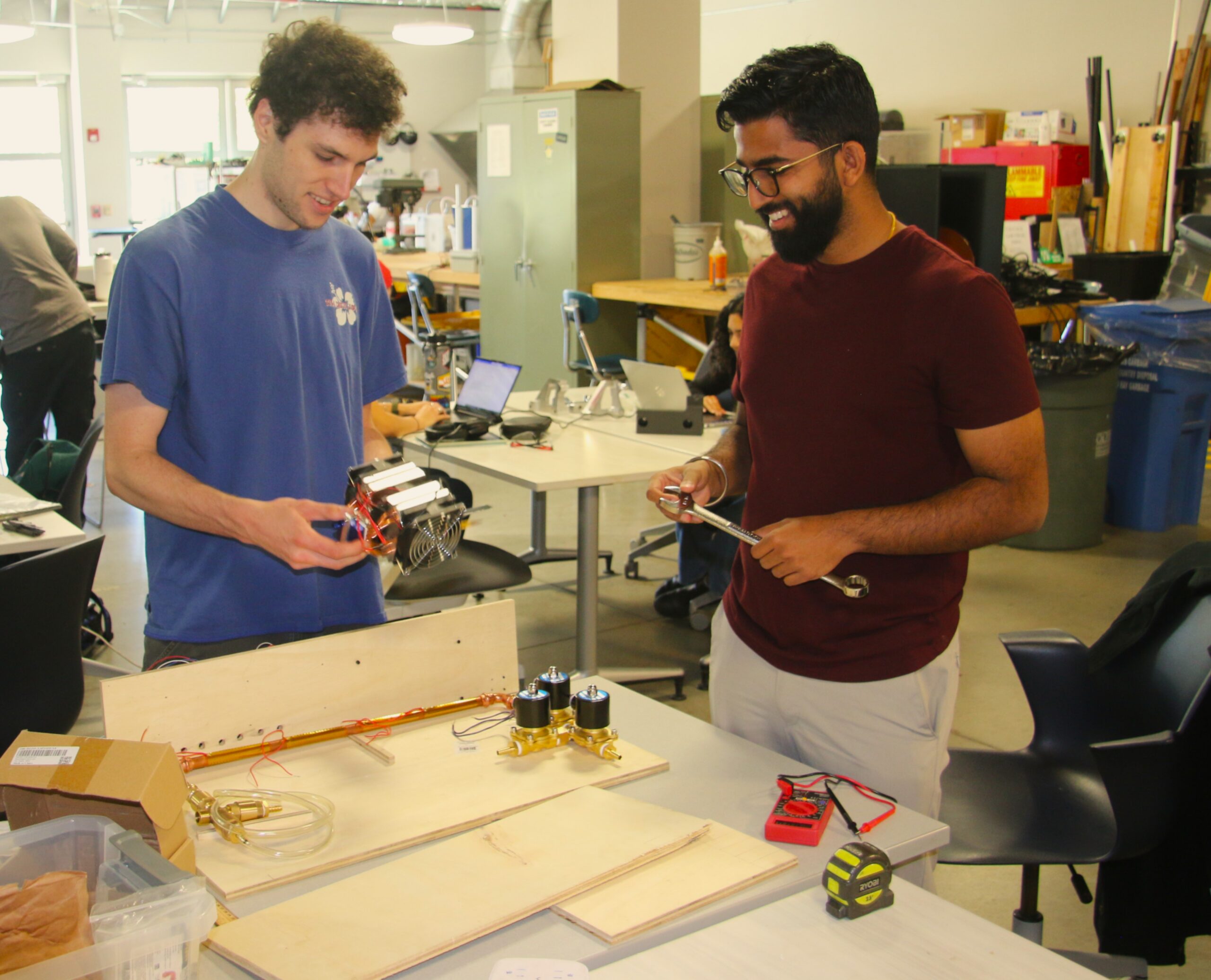 Students construct their prototype in the lab