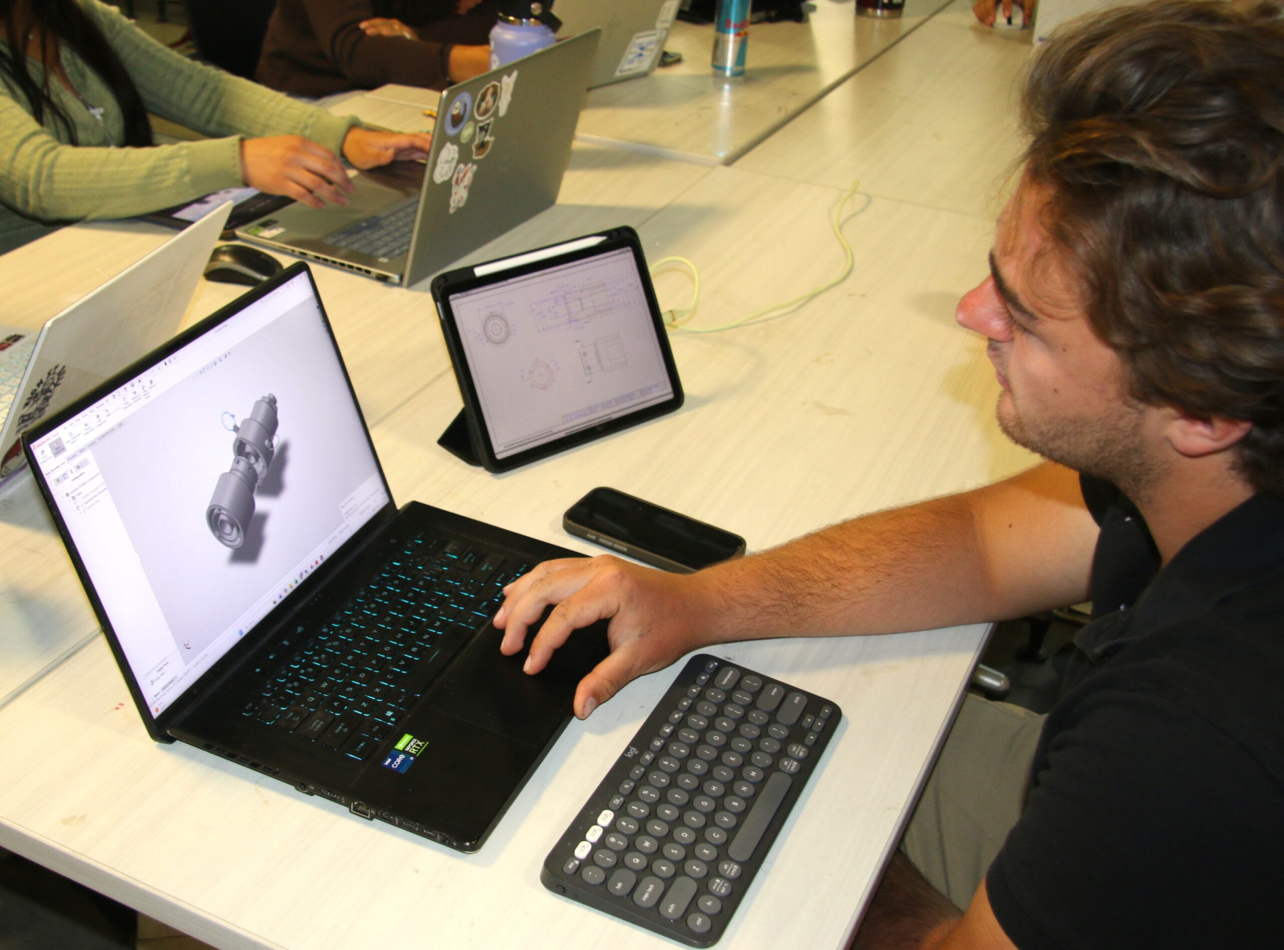 Student works on laptop in TECHE Lab