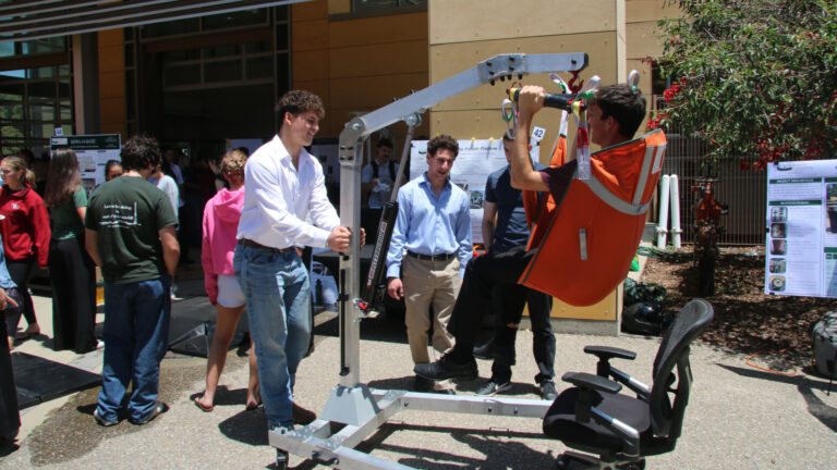 A group of people in a quad