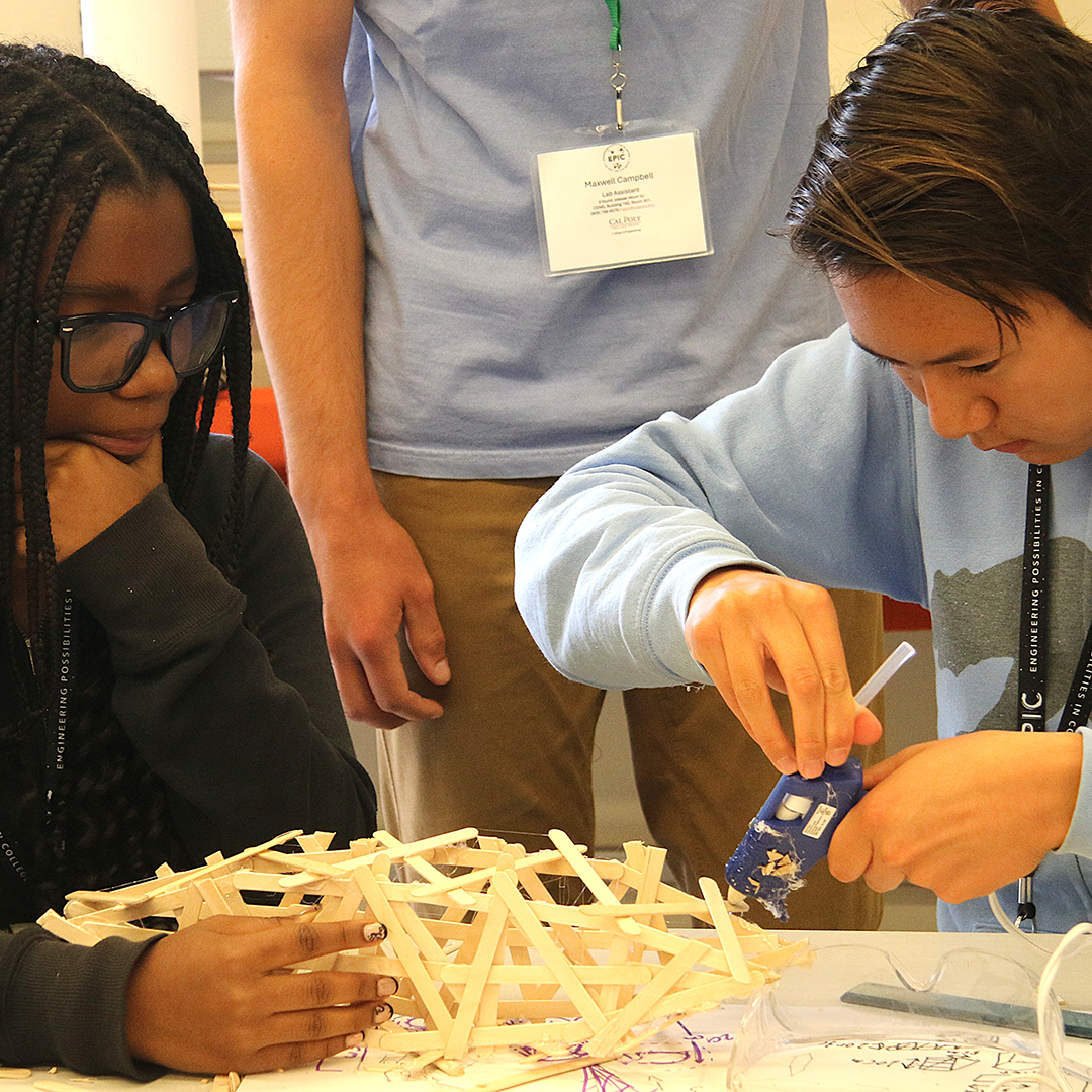 Students building crane